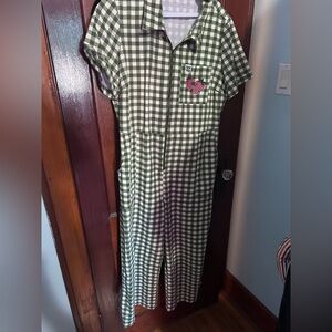 Lucy & Yak Green and White Gingham Ragan